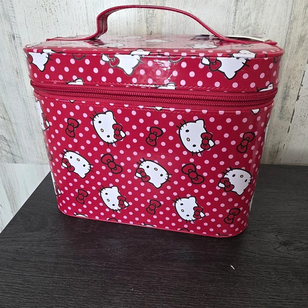 Hello Kitty Pink Polka Dot Bag Makeup Brush Socks Bundle Set